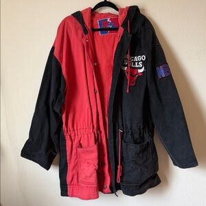 Pro Player Vintage Chicago Bulls Long Hooded Denim Jacket